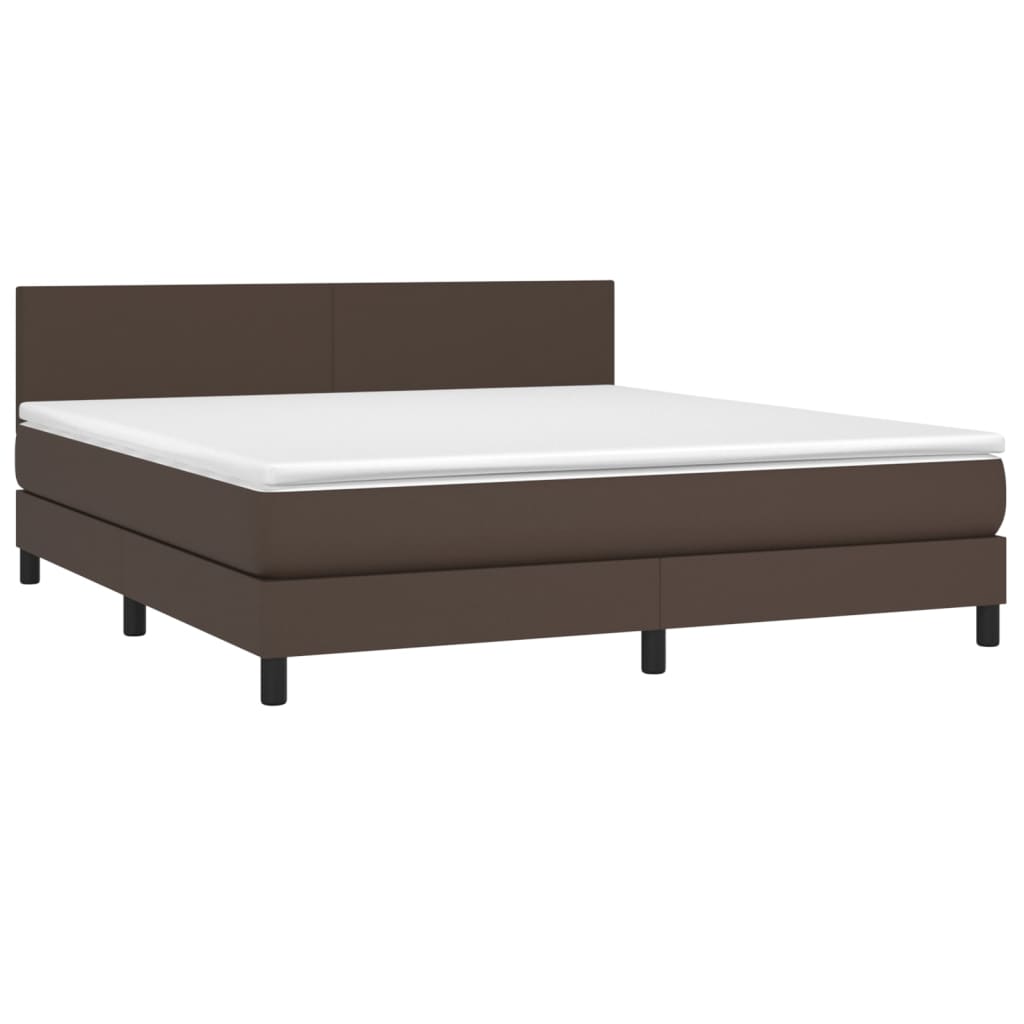 vidaXL barna műbőr rugós ágy matraccal 180 x 200 cm