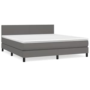 Box spring postel s matrací šedá 180x200 cm umělá kůže - obrázek 2