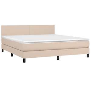 Box spring postel s matrací cappuccino 180 x 200 cm umělá kůže - obrázek 3