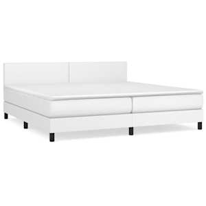 Box spring postel s matrací bílá 200x200 cm umělá kůže - obrázek 2