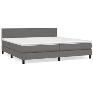Box spring postel s matrací šedá 200x200 cm umělá kůže - obrázek 2