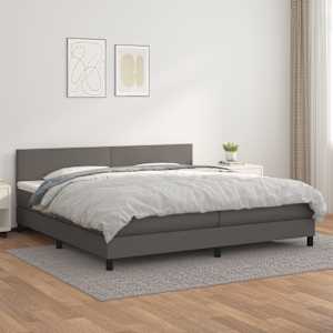 Box spring postel s matrací šedá 200x200 cm umělá kůže - obrázek 1