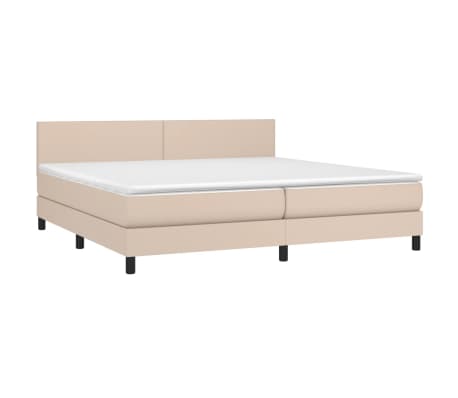 vidaXL Κρεβάτι Boxspring με Στρώμα Καπουτσίνο 200x200εκ.από Συνθ.Δέρμα