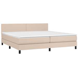 vidaXL Κρεβάτι Boxspring με Στρώμα Καπουτσίνο 200x200εκ.από Συνθ.Δέρμα