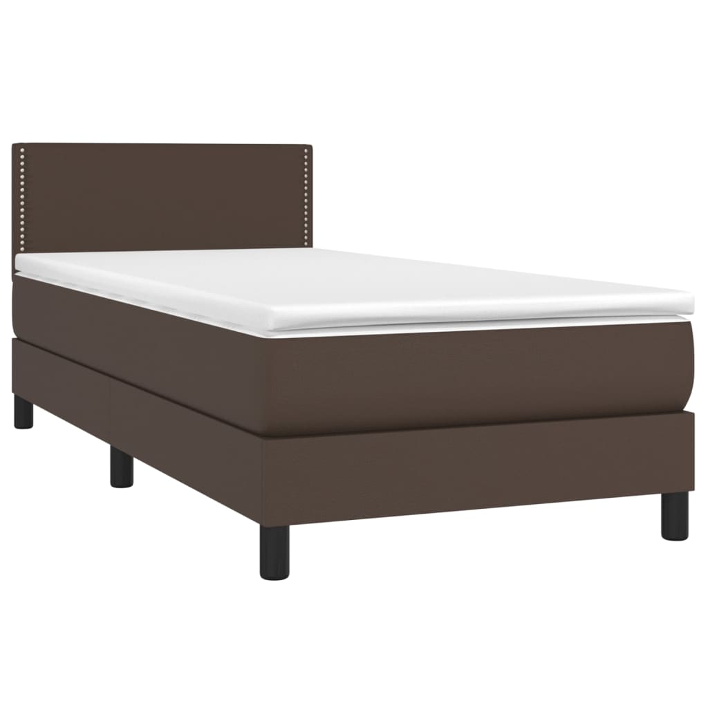 vidaXL Cama com molas/colchão 80x200 cm couro artificial castanho