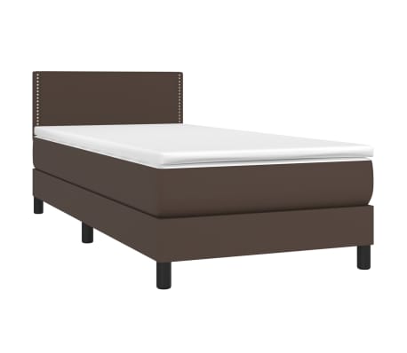 vidaXL Κρεβάτι Boxspring με Στρώμα Καφέ 80 x 200 εκ. Συνθετικό Δέρμα