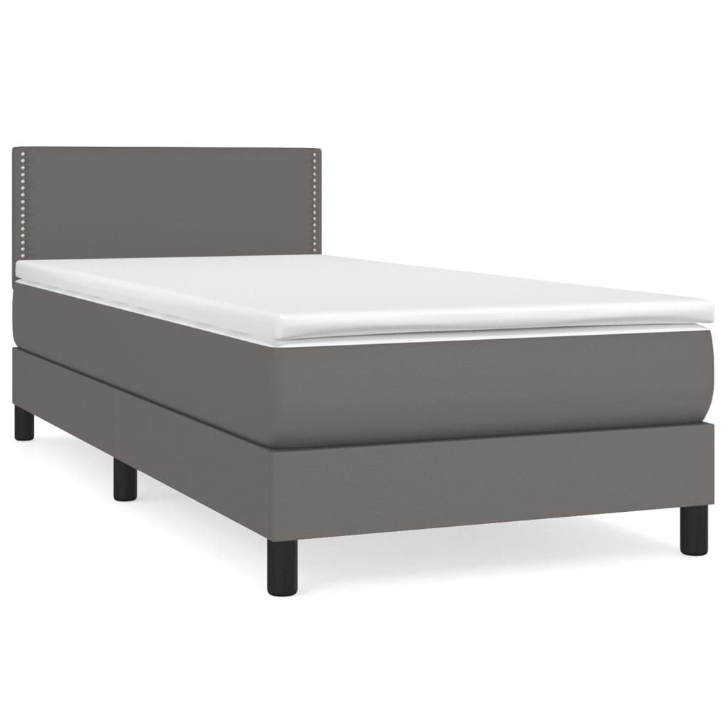 Box spring postel s matrací šedá 80 x 200 cm umělá kůže