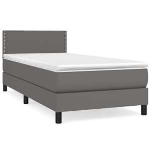 Box spring postel s matrací šedá 80 x 200 cm umělá kůže - obrázek 2