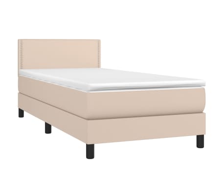 vidaXL Boxspring met matras kunstleer cappuccinokleurig 90x190 cm