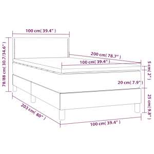 Box spring postelja z vzmetnico črn 100x200 cm umetno usnje - slika 7
