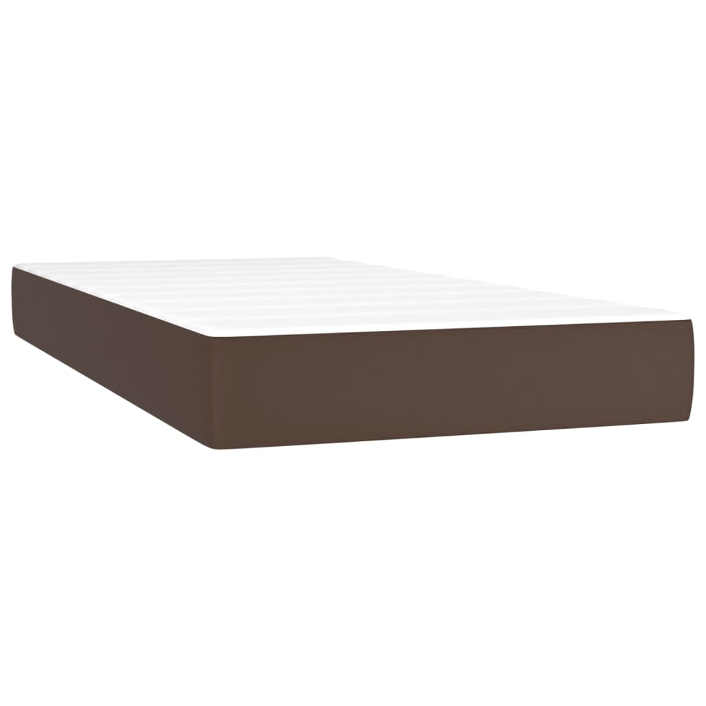 Box spring postel s matrací hnědá 100x200 cm umělá kůže
