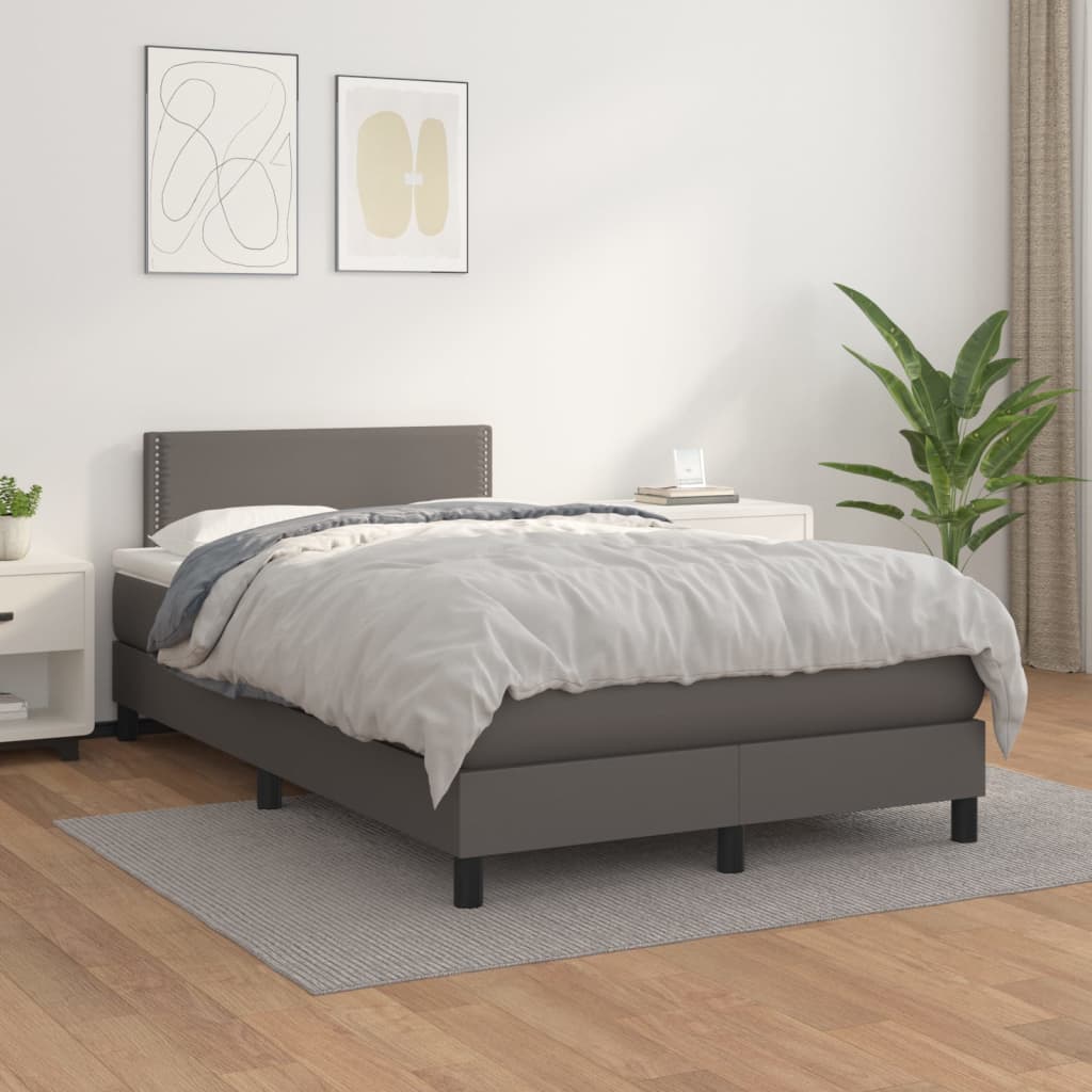 Box spring postel s matrací šedá 120x200 cm umělá kůže