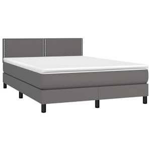Box spring postel s matrací šedá 140 x 190 cm umělá kůže - obrázek 3