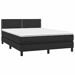 Box spring postelja z vzmetnico črn 140x200 cm umetno usnje - slika 3