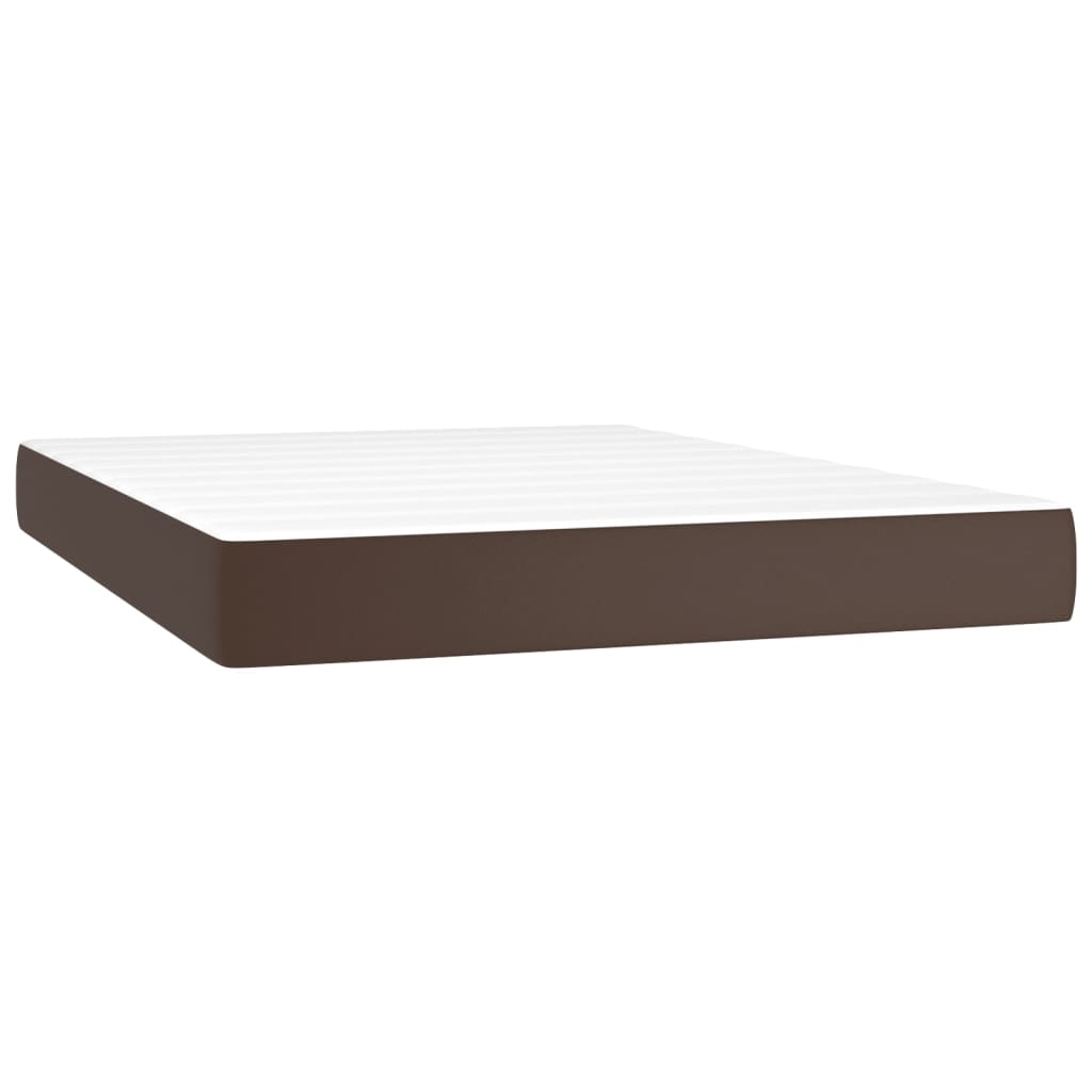 Box spring postel s matrací hnědá 140x200 cm umělá kůže