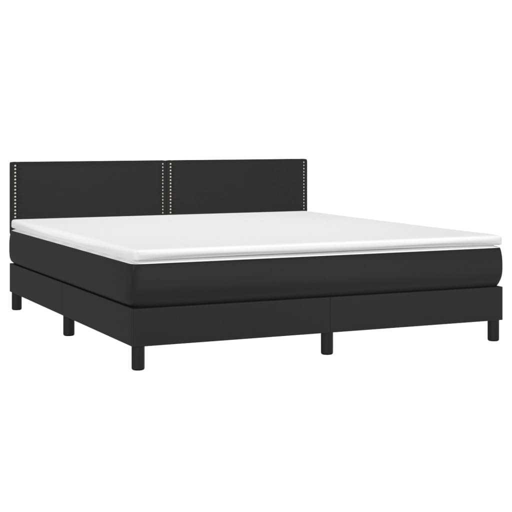 Box spring postel s matrací černá 160x200 cm umělá kůže