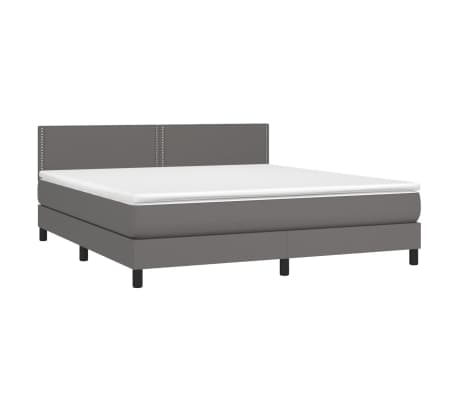 vidaXL Sommier &agrave; lattes de lit avec matelas Gris 160x200 cm Similicuir