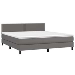 vidaXL Sommier &agrave; lattes de lit avec matelas Gris 160x200 cm Similicuir