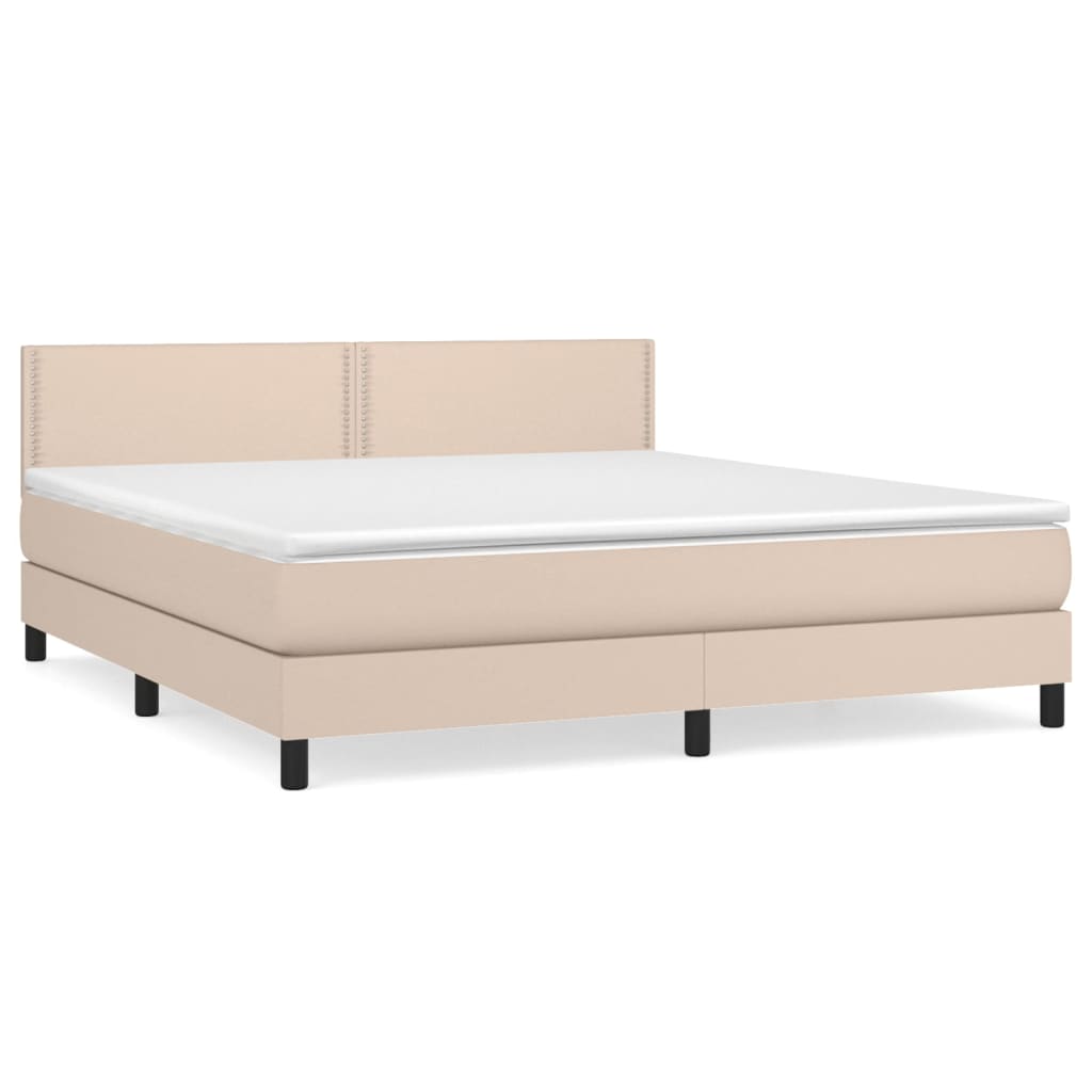 vidaXL Box spring postelja z vzmetnico kapučino 160x200cm umetno usnje