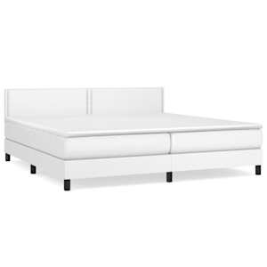 Box spring postel s matrací bílá 200x200 cm umělá kůže - obrázek 2