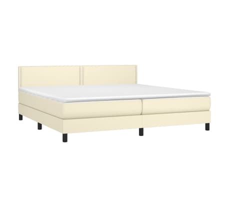 vidaXL Boxspringbett mit Matratze Creme 200x200 cm Kunstleder