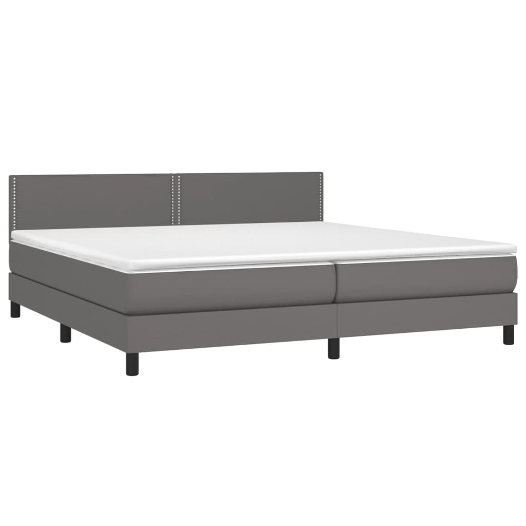 vidaXL Boxspring met matras kunstleer grijs 200x200 cm afbeelding