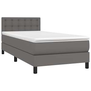 Box spring postel s matrací šedá 80 x 200 cm umělá kůže - obrázek 3