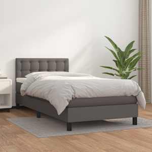 Box spring postel s matrací šedá 80 x 200 cm umělá kůže - obrázek 1
