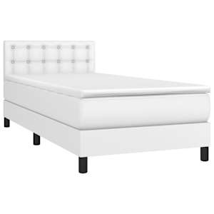 Box spring postel s matrací bílá 90x190 cm umělá kůže - obrázek 3