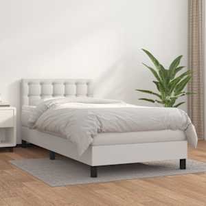 Box spring postel s matrací bílá 90x190 cm umělá kůže - obrázek 1