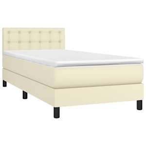 Box spring postel s matrací krémová 90x190 cm umělá kůže - obrázek 3