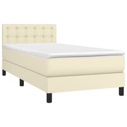vidaXL Sommier &agrave; lattes de lit avec matelas Cr&egrave;me 90x190 cm Similicuir