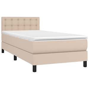 vidaXL Sommier &agrave; lattes de lit avec matelas Cappuccino 90x190 cm