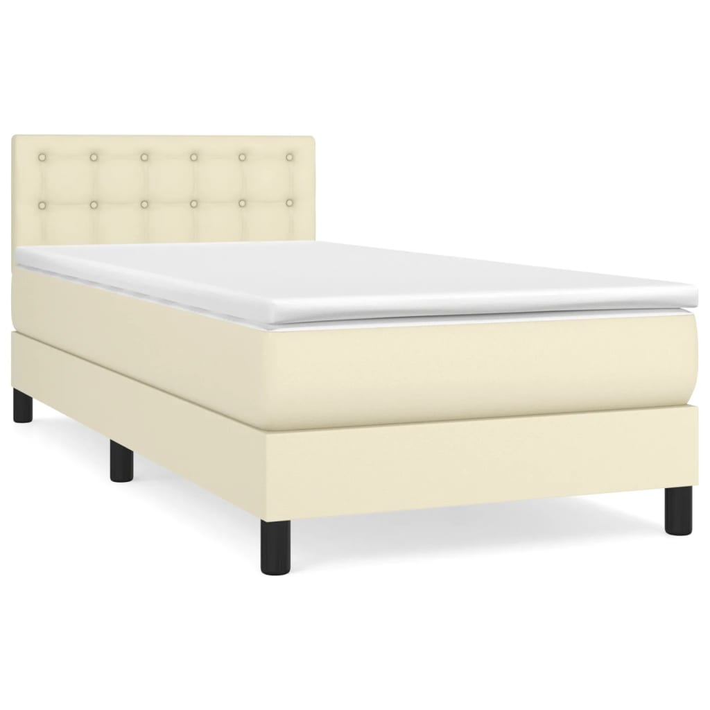 vidaXL Box spring postel s matrací krémová 90x200 cm umělá kůže