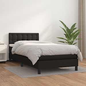 Box spring postel s matrací černá 100x200 cm umělá kůže - obrázek 1