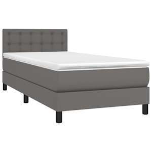 Box spring postel s matrací šedá 100x200 cm umělá kůže - obrázek 3
