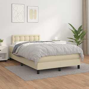 Box spring postelja z vzmetnico krem 120x200 cm umetno usnje