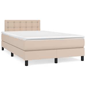 Box spring postelja z vzmetnico kapučino 120x200cm umetno usnje - slika 2