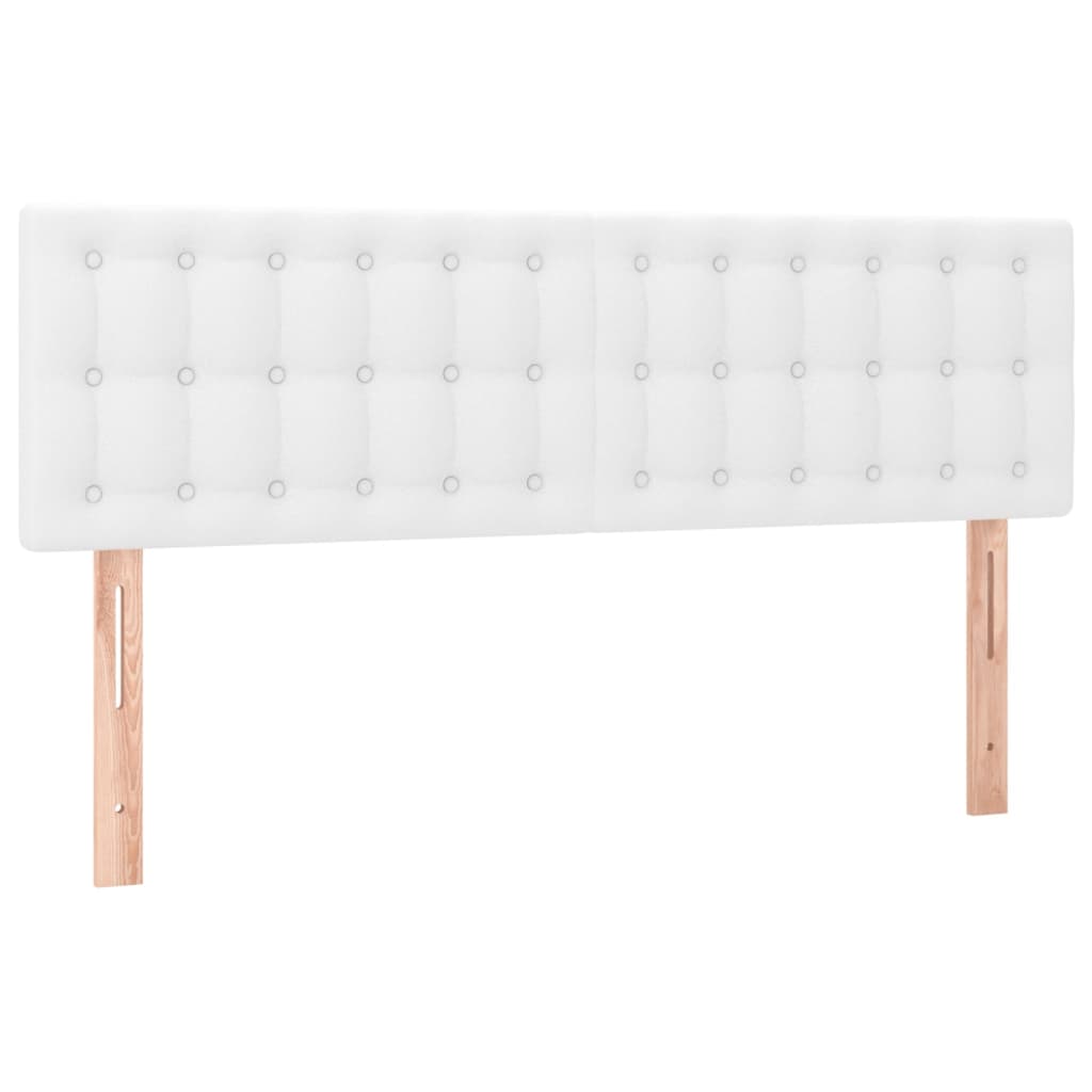 Pat box spring cu saltea, alb, 140x190 cm, piele ecologică