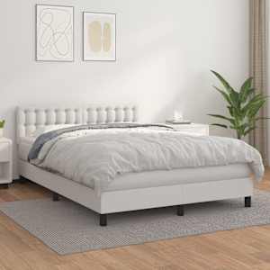 Box spring postel s matrací bílá 140 x 190 cm umělá kůže - obrázek 1
