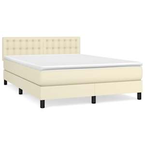 Box spring postel s matrací krémová 140x190 cm umělá kůže - obrázek 2