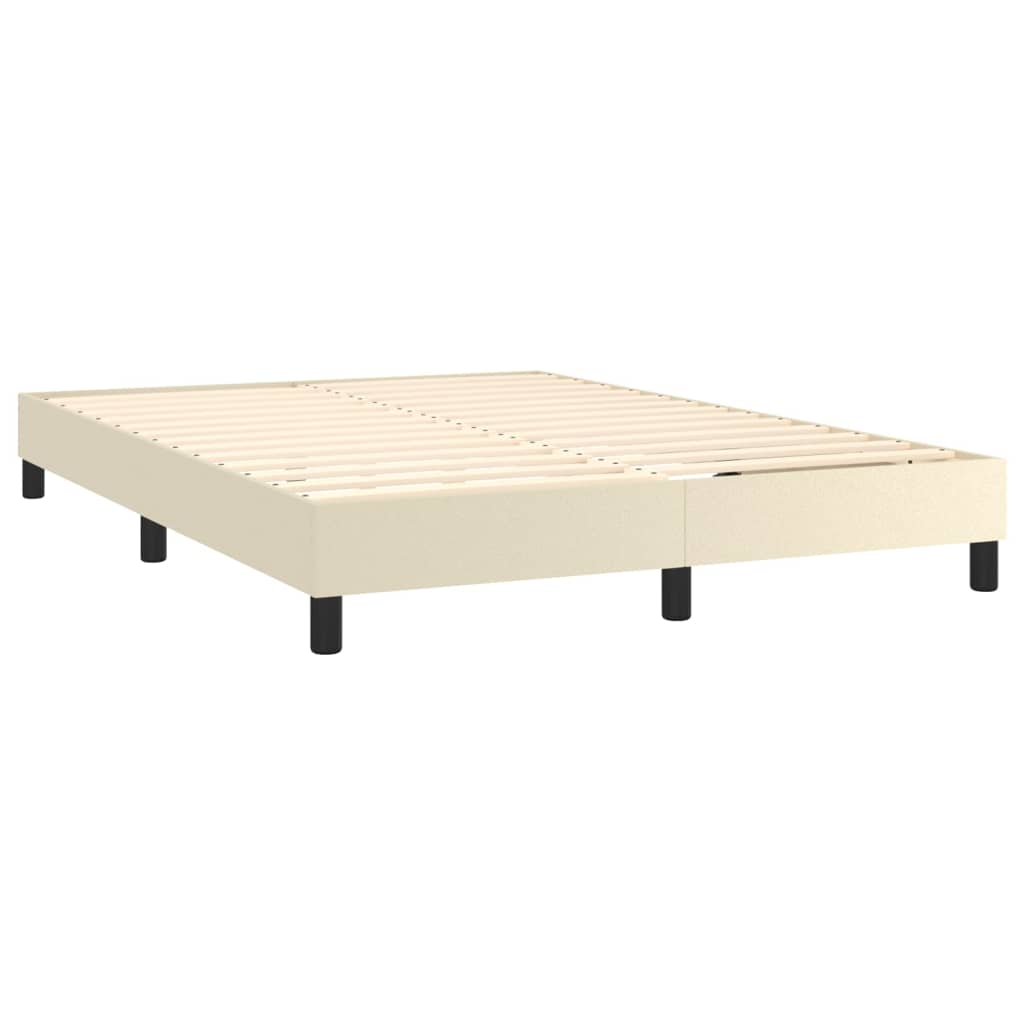 Box spring postelja z vzmetnico krem 140x190 cm umetno usnje - slika 4