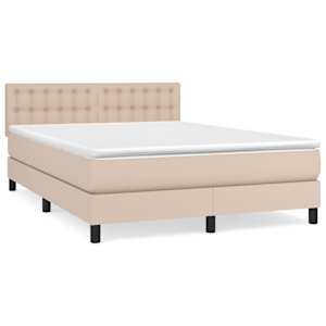 Box spring postelja z vzmetnico kapučino 140x190cm umetno usnje - slika 2