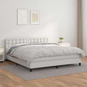 Box spring postel s matrací bílá 160x200 cm umělá kůže - obrázek 1