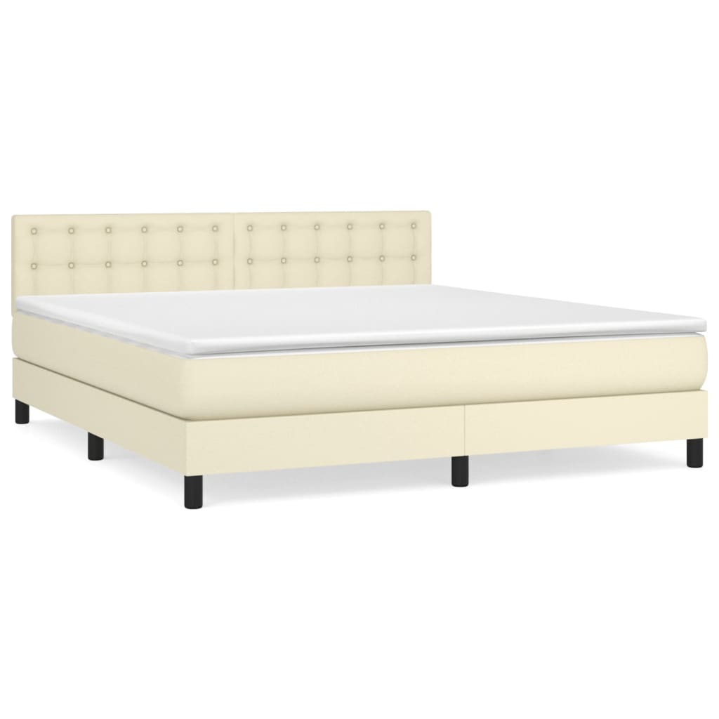 Box spring postel s matrací krémová 160x200 cm umělá kůže - obrázek 2