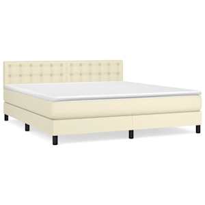 Box spring postel s matrací krémová 160x200 cm umělá kůže - obrázek 2