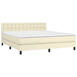 vidaXL Sommier &agrave; lattes de lit avec matelas Cr&egrave;me 160x200cm Similicuir