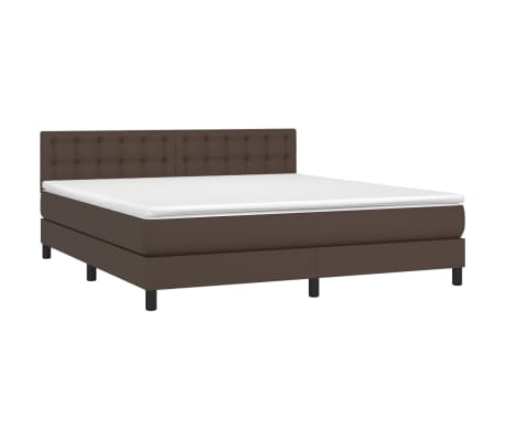 vidaXL Κρεβάτι Boxspring με Στρώμα Καφέ 160x200εκ. από Συνθετικό Δέρμα