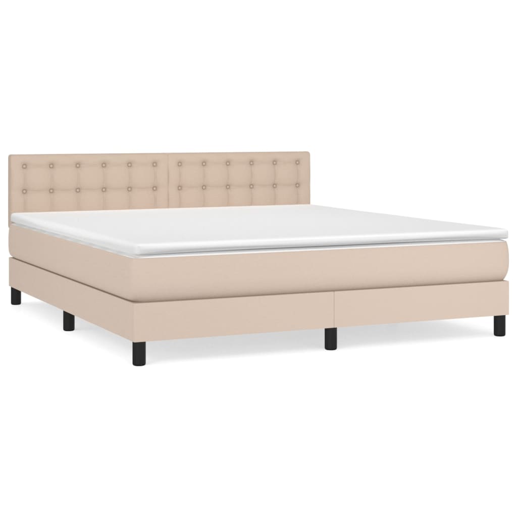 vidaXL Box spring postel s matrací cappuccino 160x200 cm umělá kůže