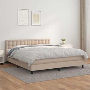 Box spring postelja z vzmetnico kapučino 160x200cm umetno usnje